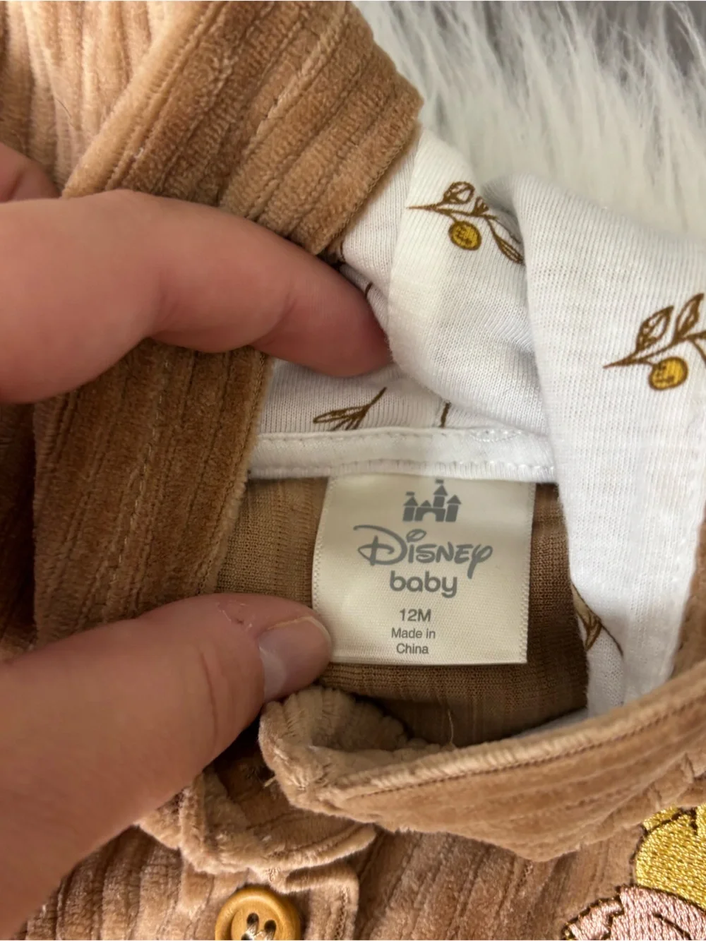 Disney Parks Baby Corduroy Hooded Jacket Size 12